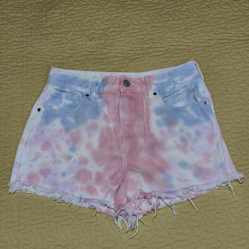 PacSun Hi Rise tie dye festival jean shorts size 26 - Picture 3 of 8